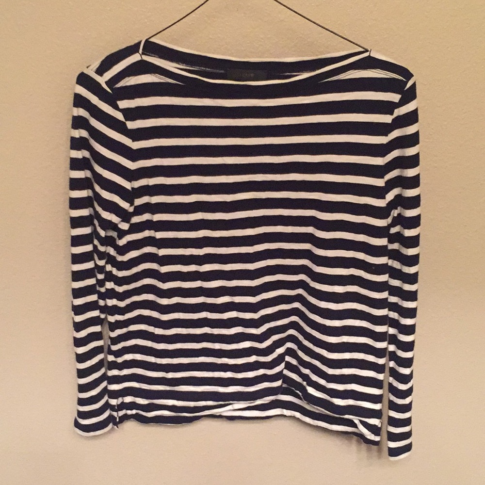 J crew navy and white striped shirt